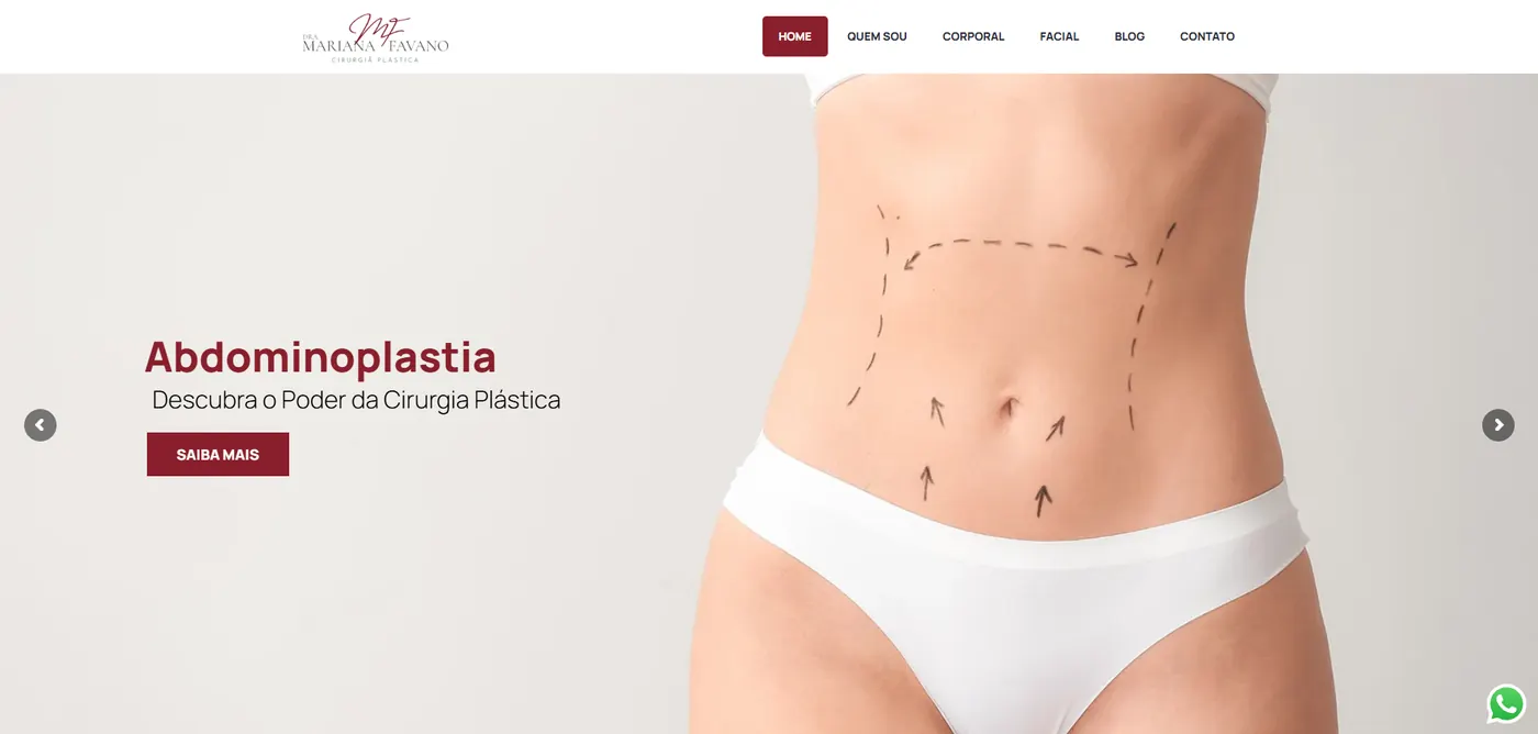 Captura do site Dra. Mariana Favano