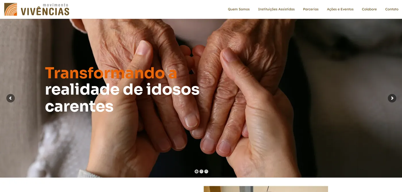 Captura do site Movimento Vivências